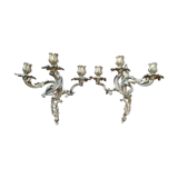 Paire d'appliques en bronze doré style Louis XV