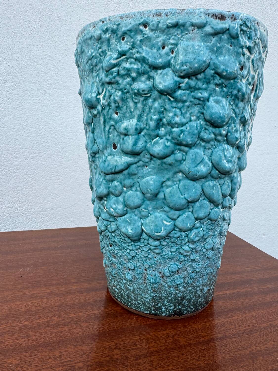 Vase céramique écume bleu années 60