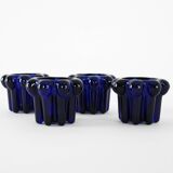 Set of cobalt candle holders, French design, 1970s, manufactured in Reims