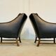 Fauteuils en cuir et palissandre de Fredrik Kayser des années 50 – cuir marron