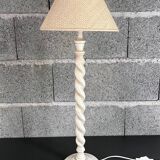 White turned wood lamp