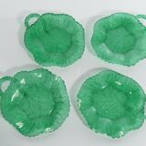 Aesthetic Movement Emerald Green Glass Leaf Plates