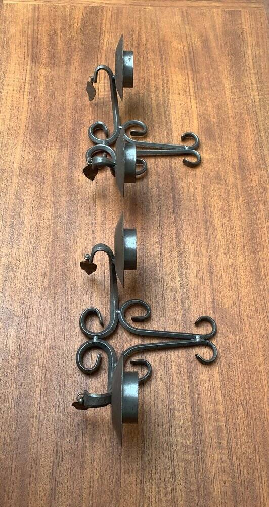 Vintage Swedish Wrought Iron Wall Candleholders from Ahrnebergs, Set of 2