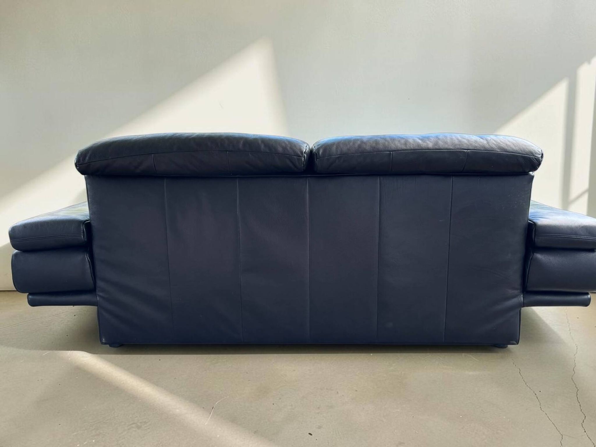 Vintage black leather 3-seater sofa Rolf Benz 6500