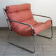 Sofa and armchair chrome steel and fabric 70s / 80s
