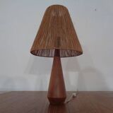 Mid-Century Danish Teak and Sisal Table Lamp, 1950s