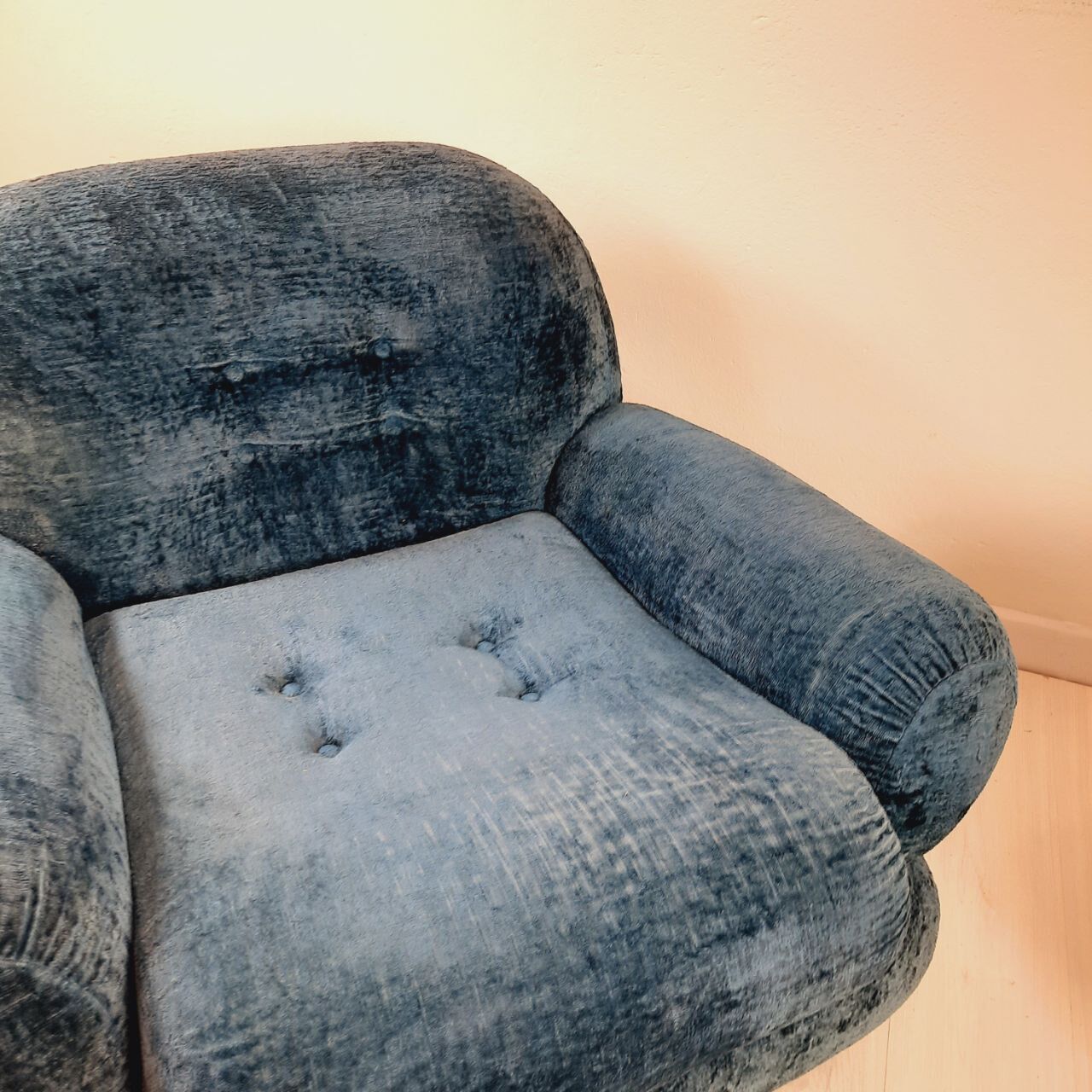 Pair of armchair - vintage - 1960s / 70s - petrol blue color.