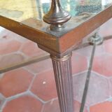 Table basse en bronze et laiton plateau miroir oxydé