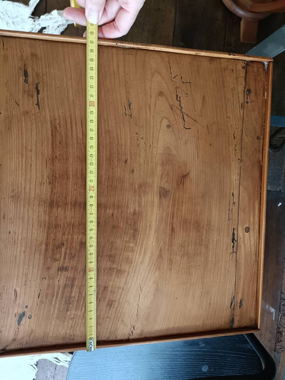 Open wooden bedside table