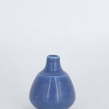 Small Mid-Century Scandinavian Modern Collectible Blue Stoneware Vase by Gunnar Borg, Set of 3