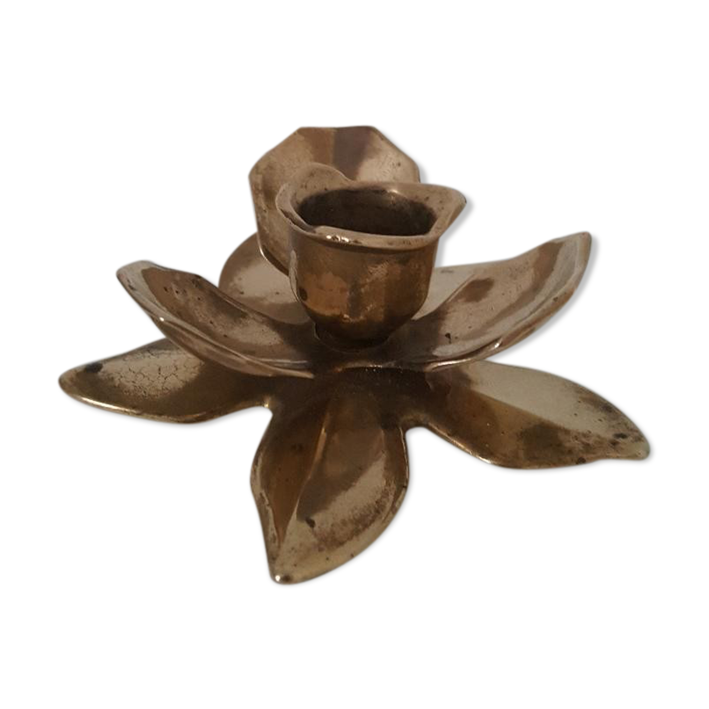 Brass flower candlestick