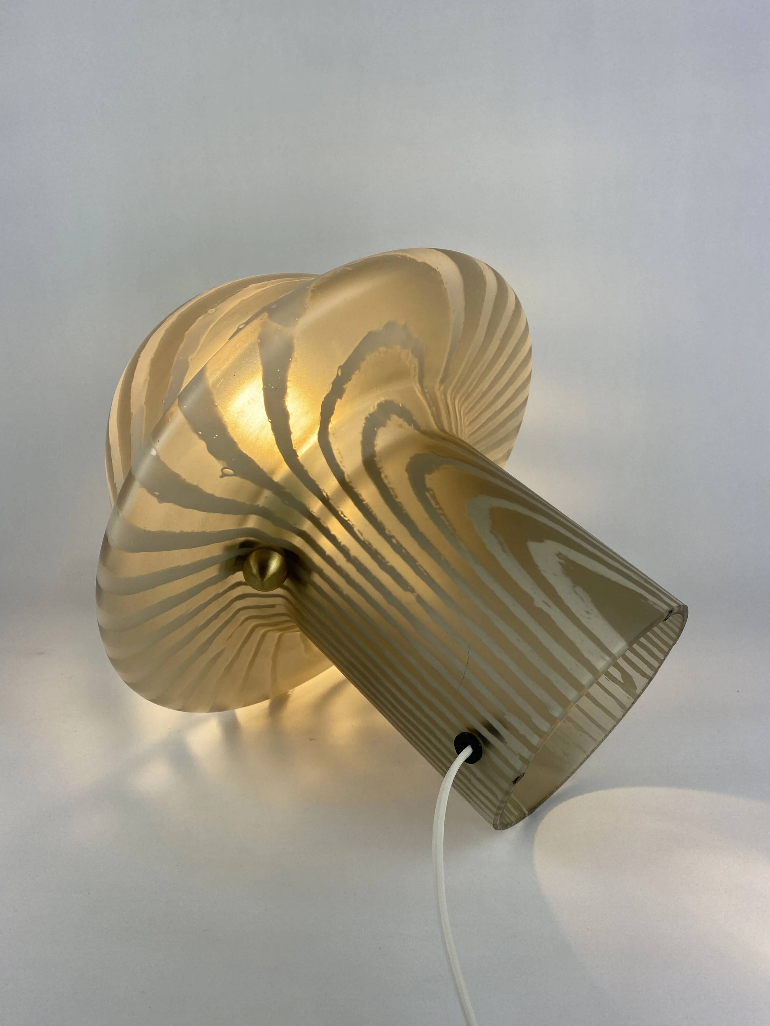 Large mushroom table lamp by Peill and Putzler in smoked glass XL 1970