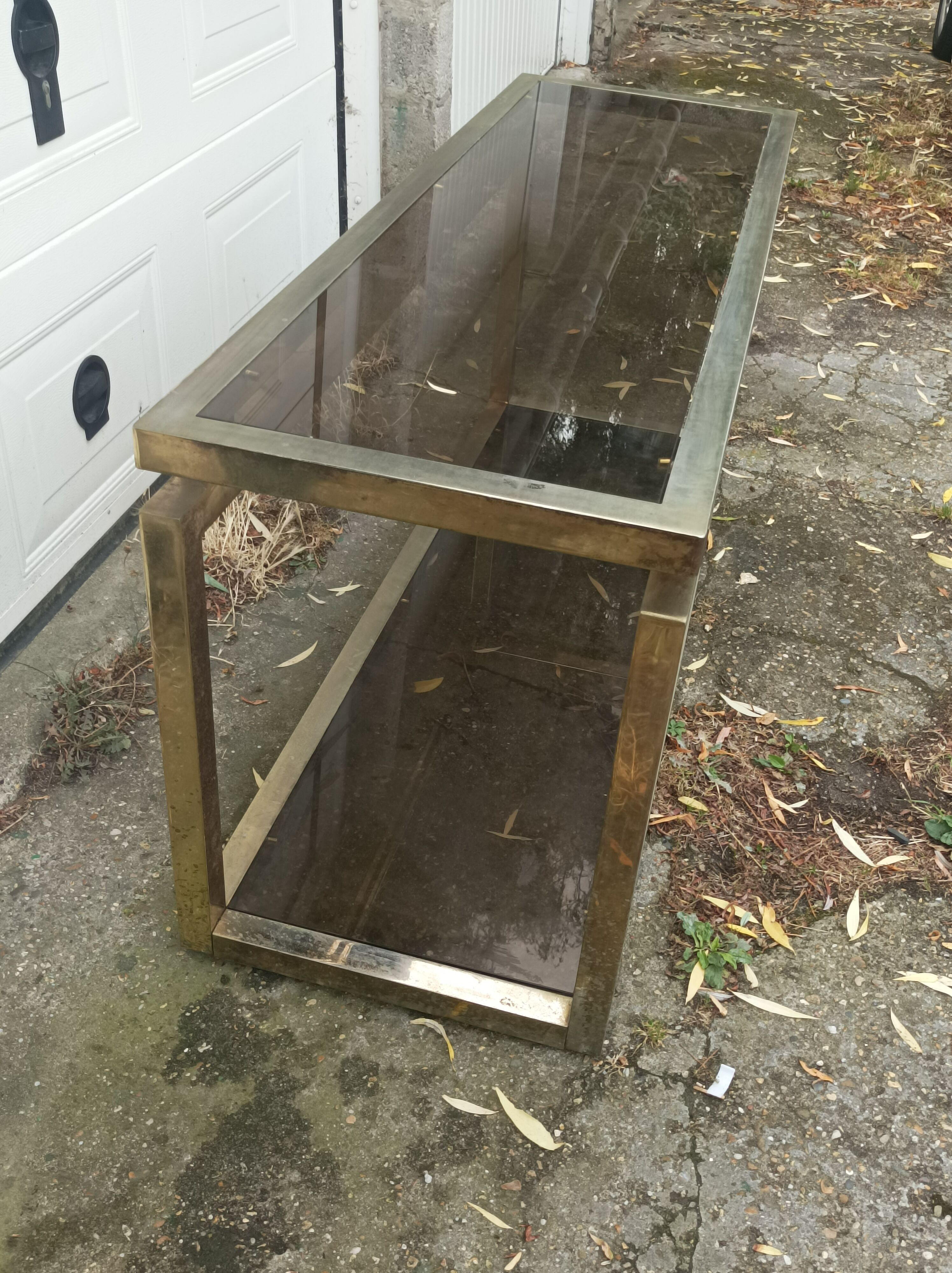 Old large vintage brass console table 1970