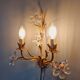 Pair of Italian wall sconces in gilded metal and crystal, 1970s