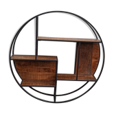 Étagère murale ronde bois et métal