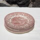 Set of 5 dessert plates with red English patterns