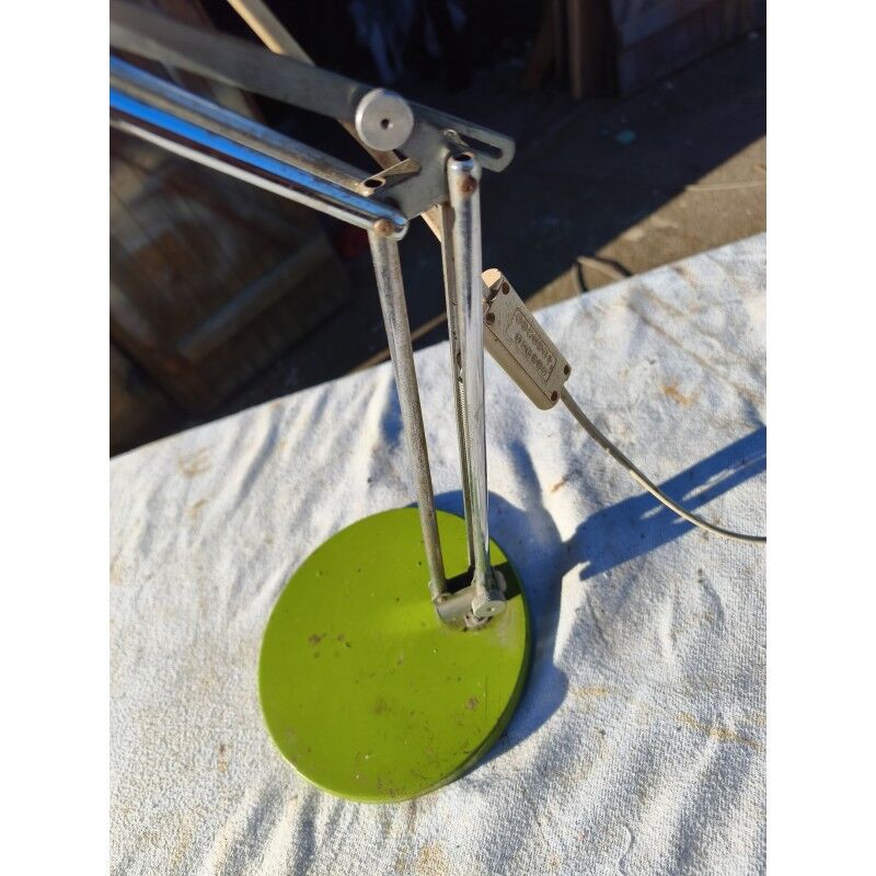 Lampe vintage métal vert et chrome