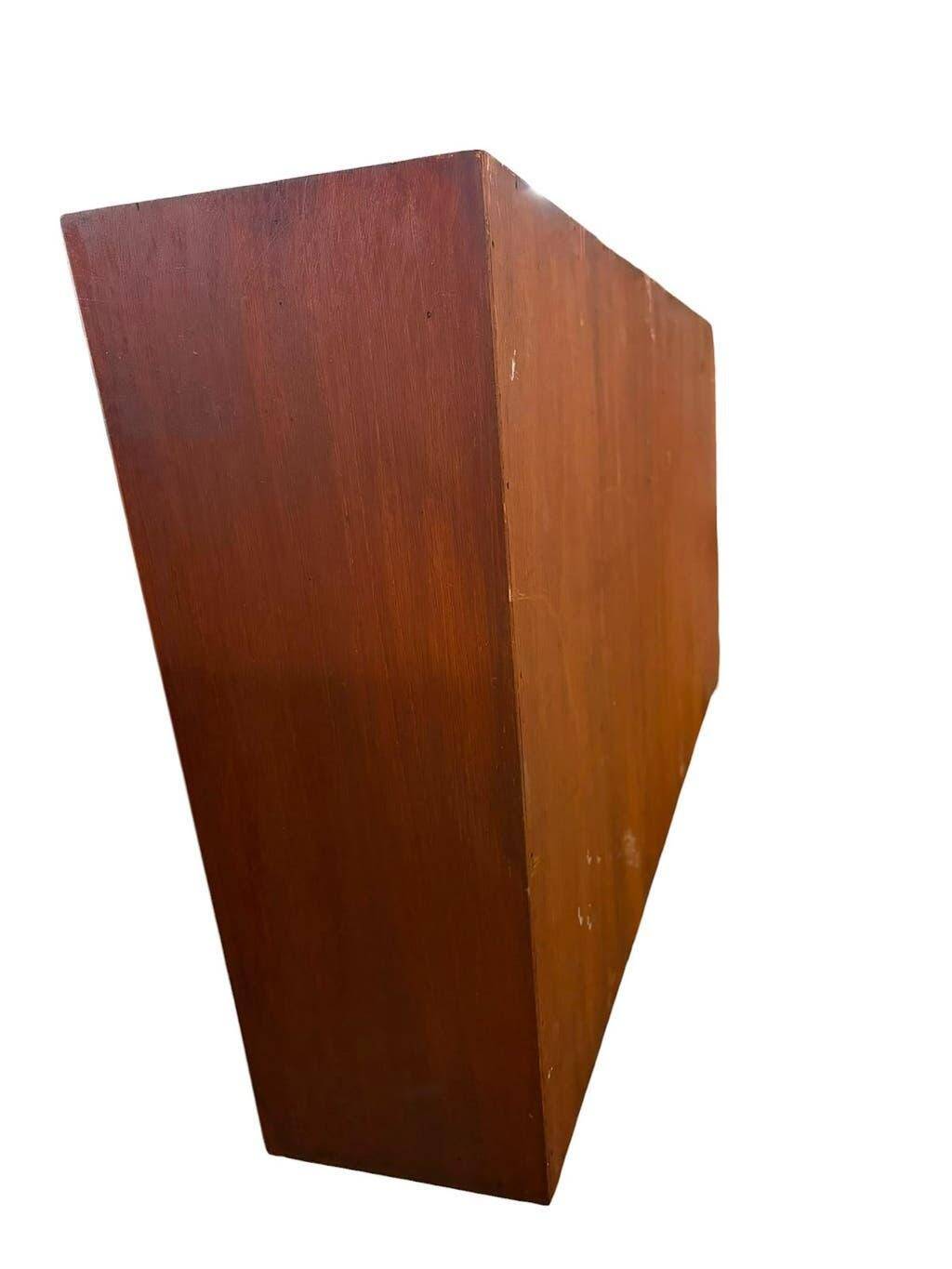 Vintage wall display cabinet in shallow wood / wall cabinet / shelf