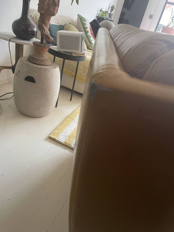 Chauffeuse d'angle Jacques Charpentier en cuir Camel