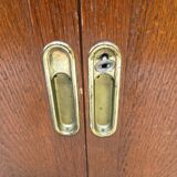 Meuble rideau rangement chêne 1960