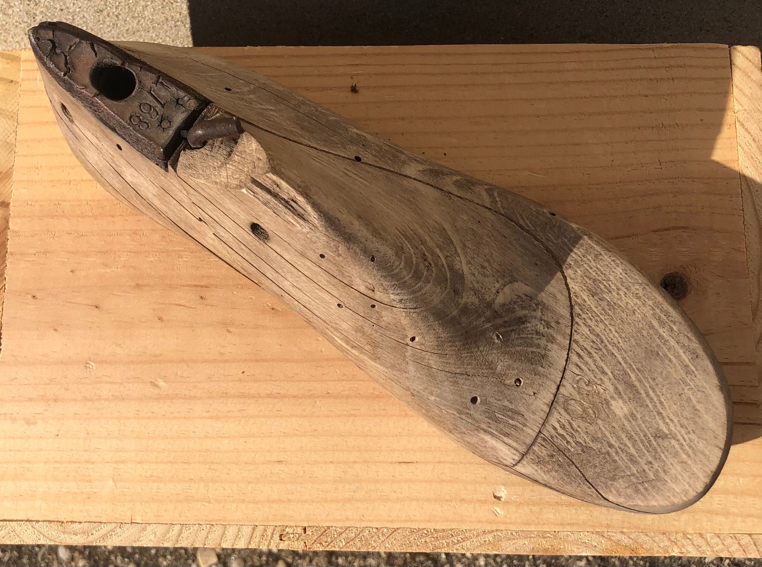 Old wooden and metal shoe tree