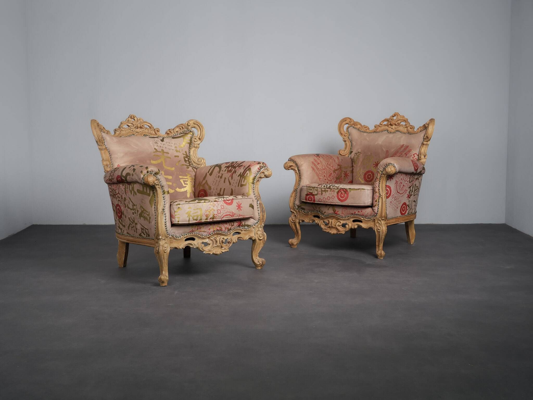 Pair of Baroque armchairs by The People of the Labyrinths, Netherlands, 2000s