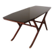 1950s Ilse Möbel coffee table with a black glass top.