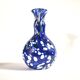 Vintage biot vase in double blown blue glass, coloured dot, design 2000 signed "arnold biot"