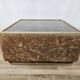 1970s coffee table covered in fabric with glass top