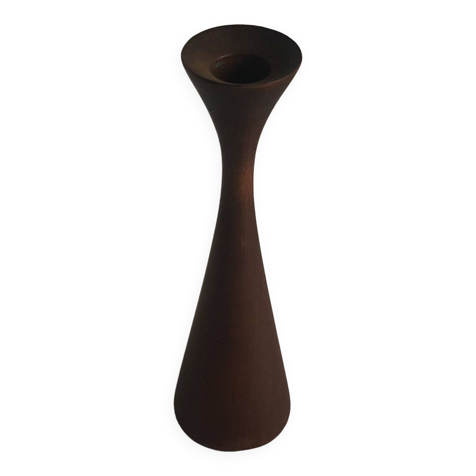 Vintage stained birch wood candle holder, Scandinavian design