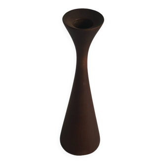 Vintage stained birch wood candle holder, Scandinavian design