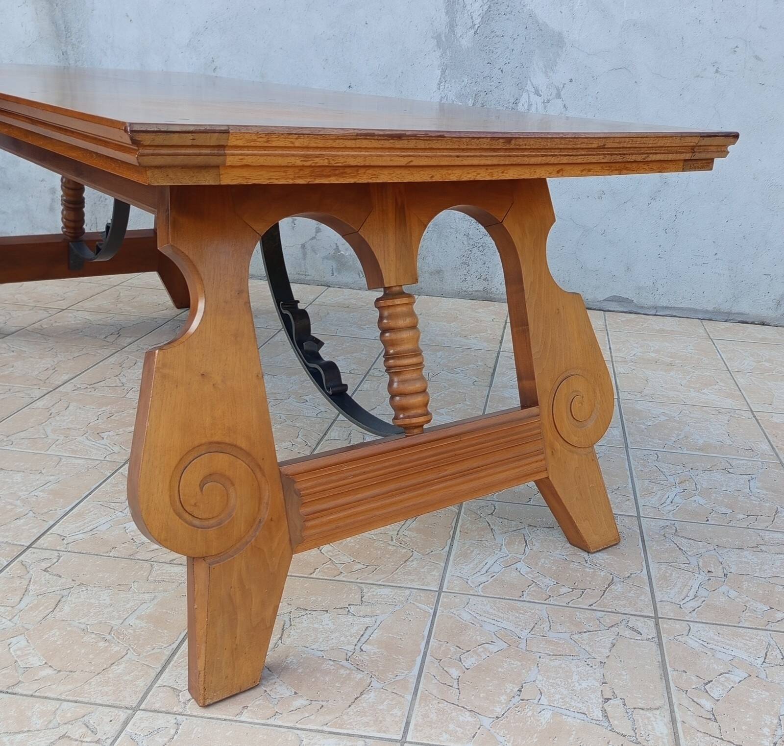 Large vintage table in solid walnut