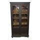 Black bookcase with glass doors