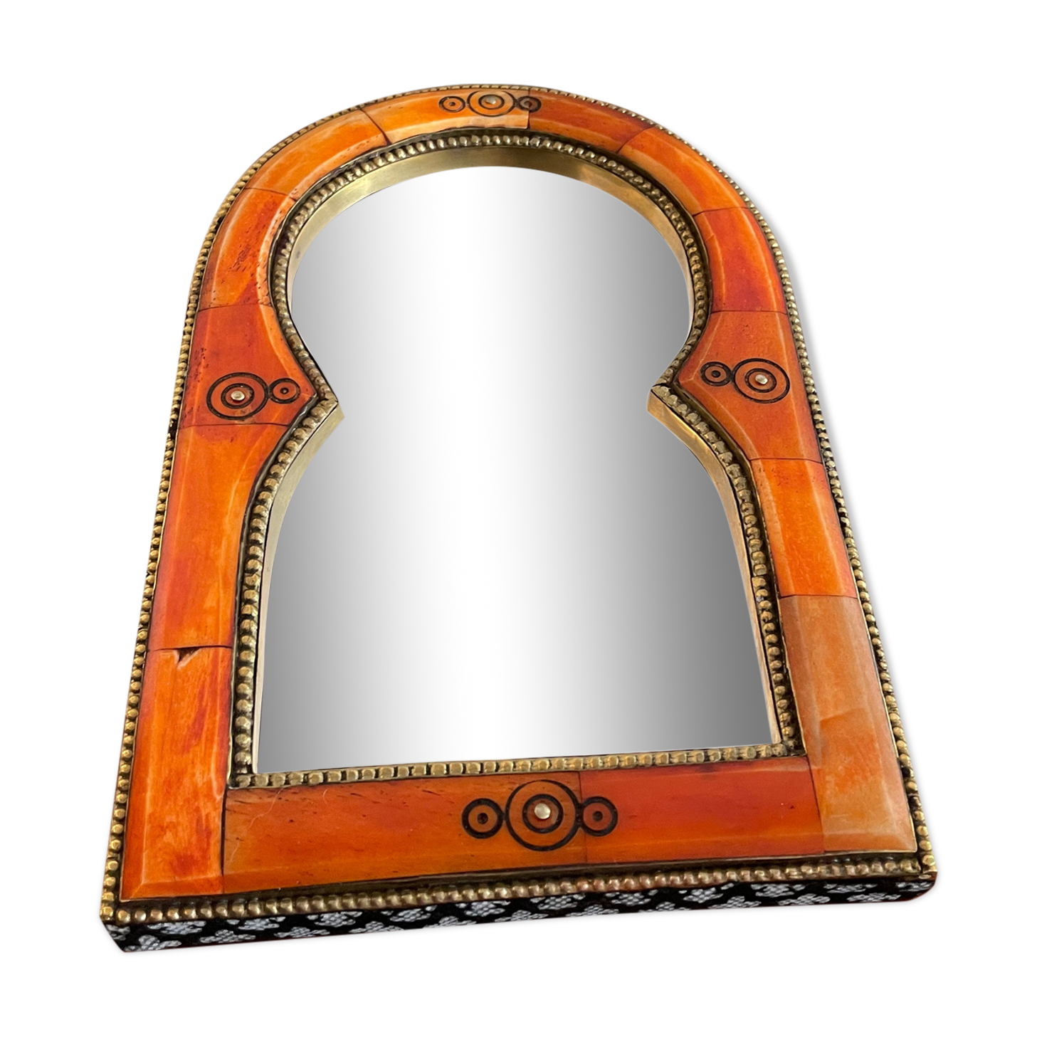 Small mirror brass and orange resin