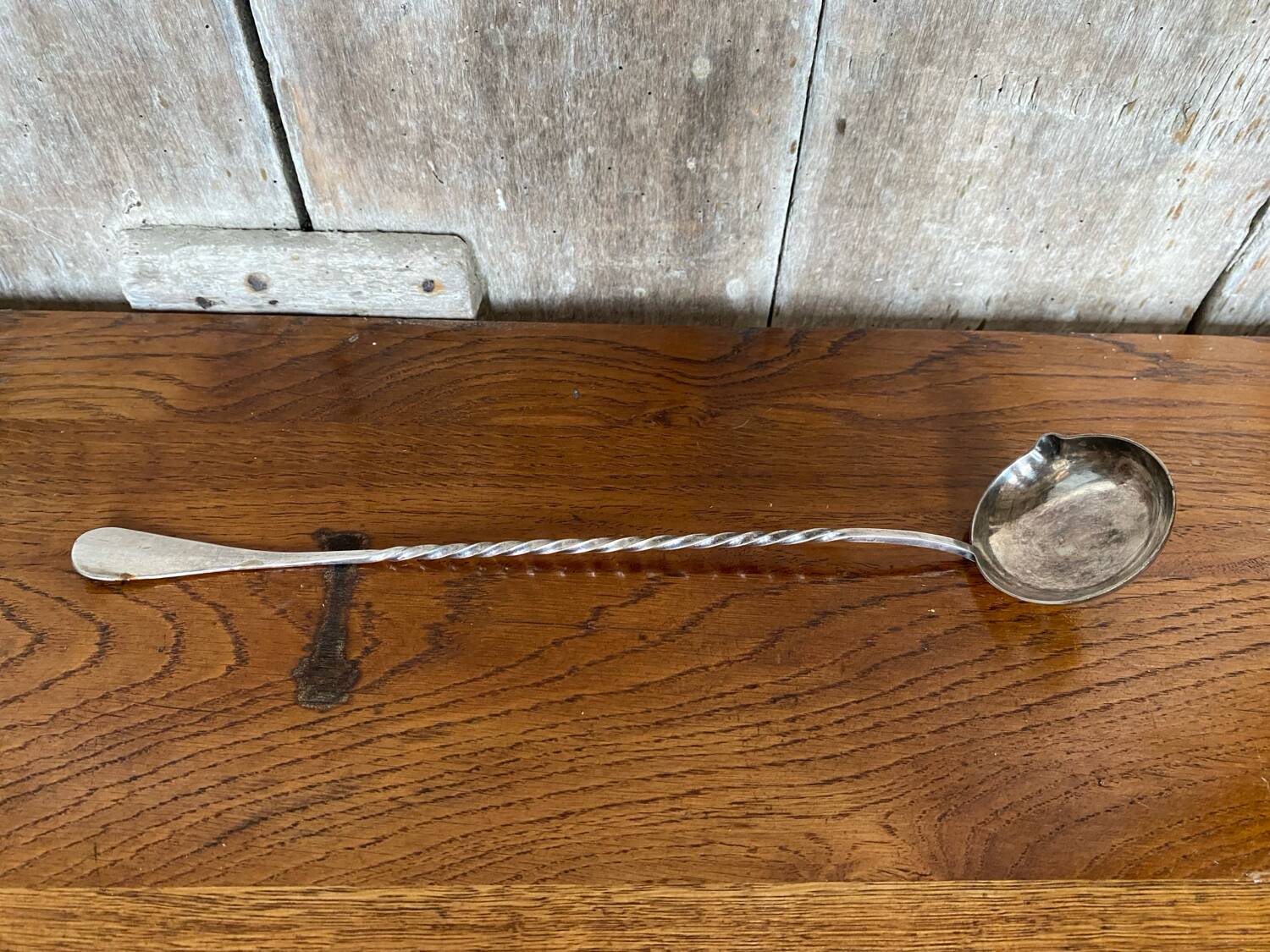 Old Punch Ladle Goldsmith Cailar Bayard Metal Silver Twisted Handle #B341