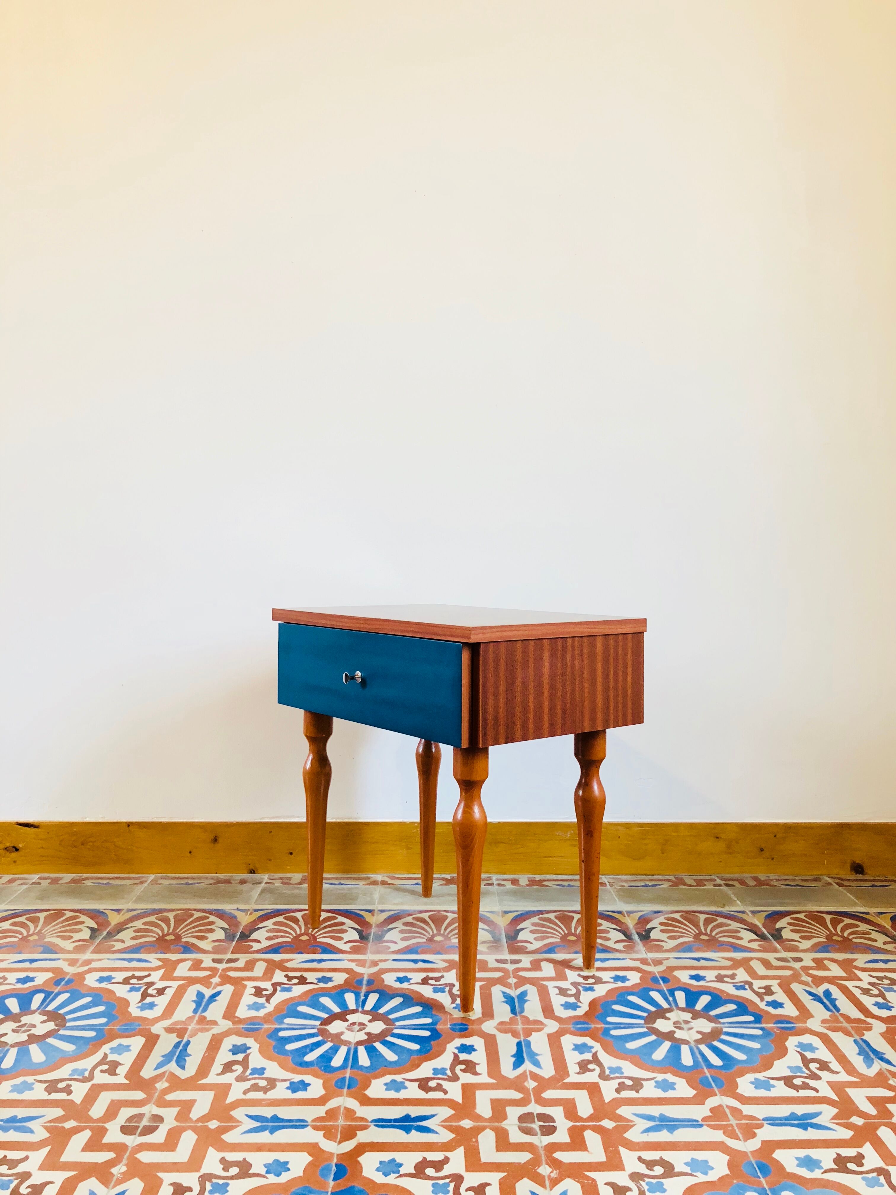 Electric blue vintage bedside