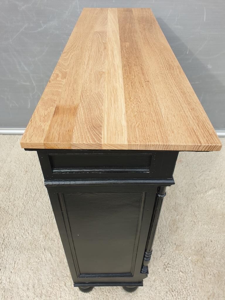 Neoclassical black wood bookcase with columns