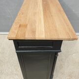 Neoclassical black wood bookcase with columns