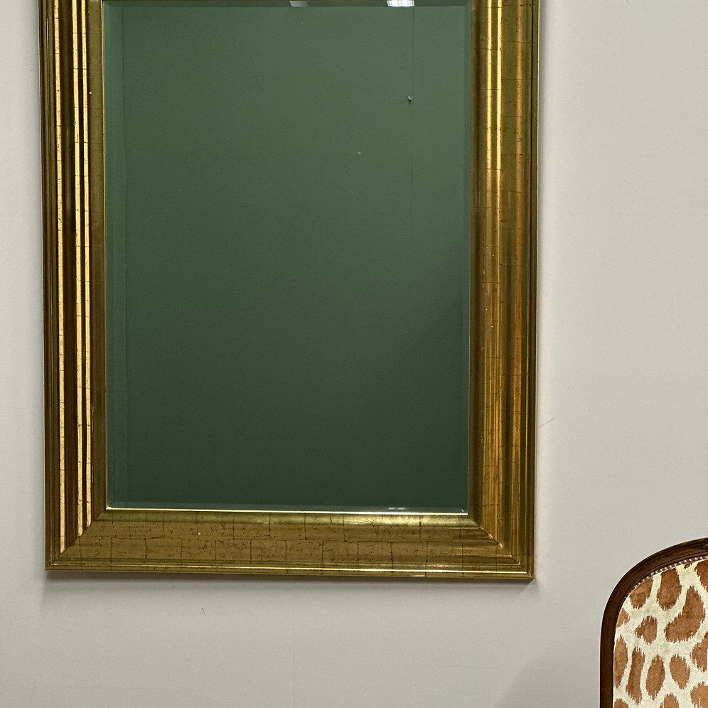 Very large Deknudt mirror with faux gold leaf frame, 1980s. Belgium