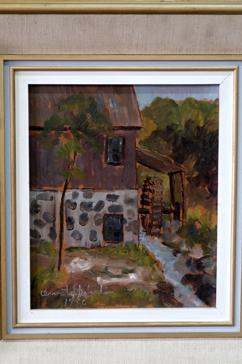 Swedish modern oil painting, 1956 Osvald Schalin (1897-1975)