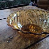 Amber glass bowl - vintage twisted design