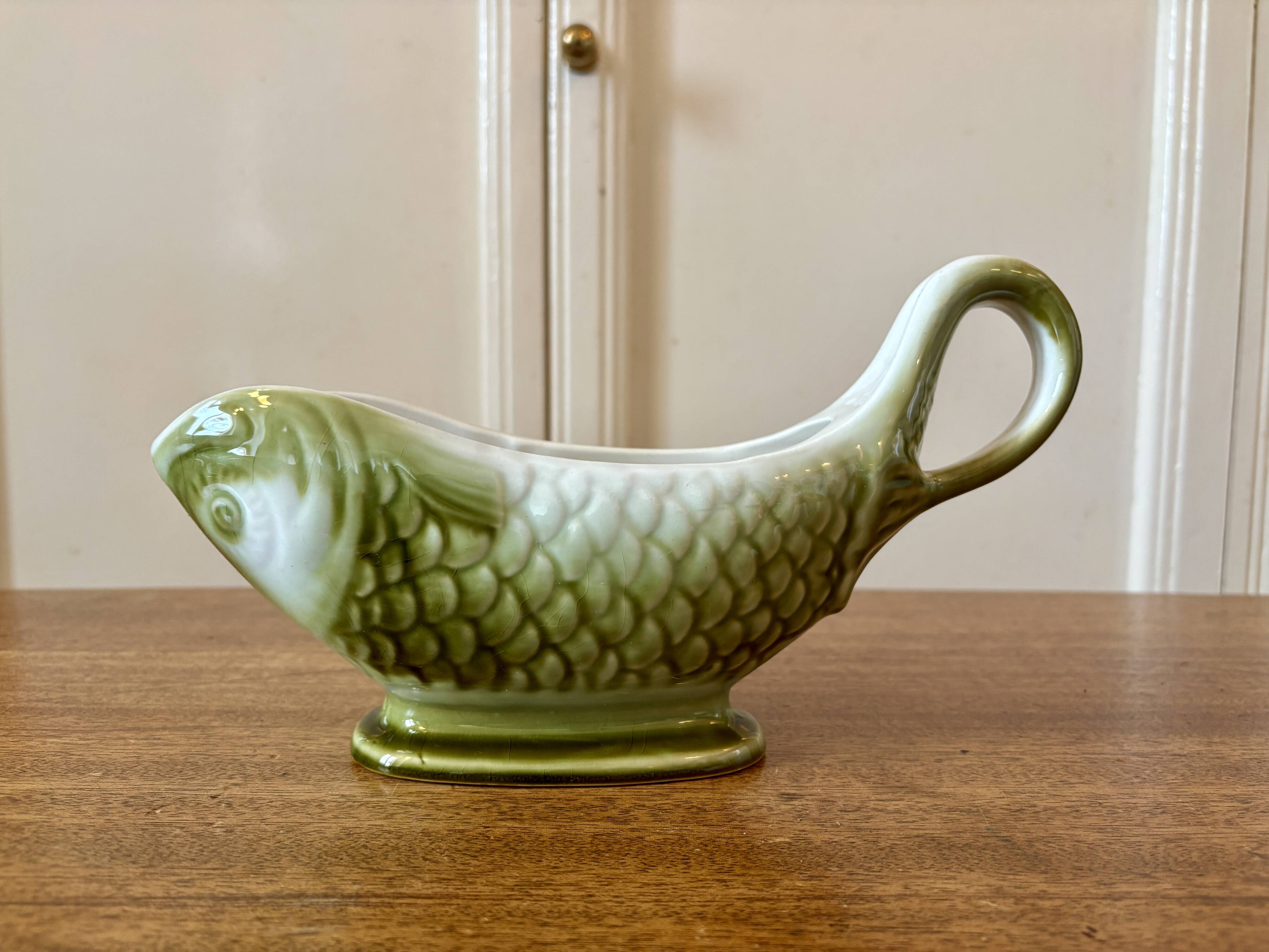 Vintage fish-shaped sauce boat Moulin des Loups