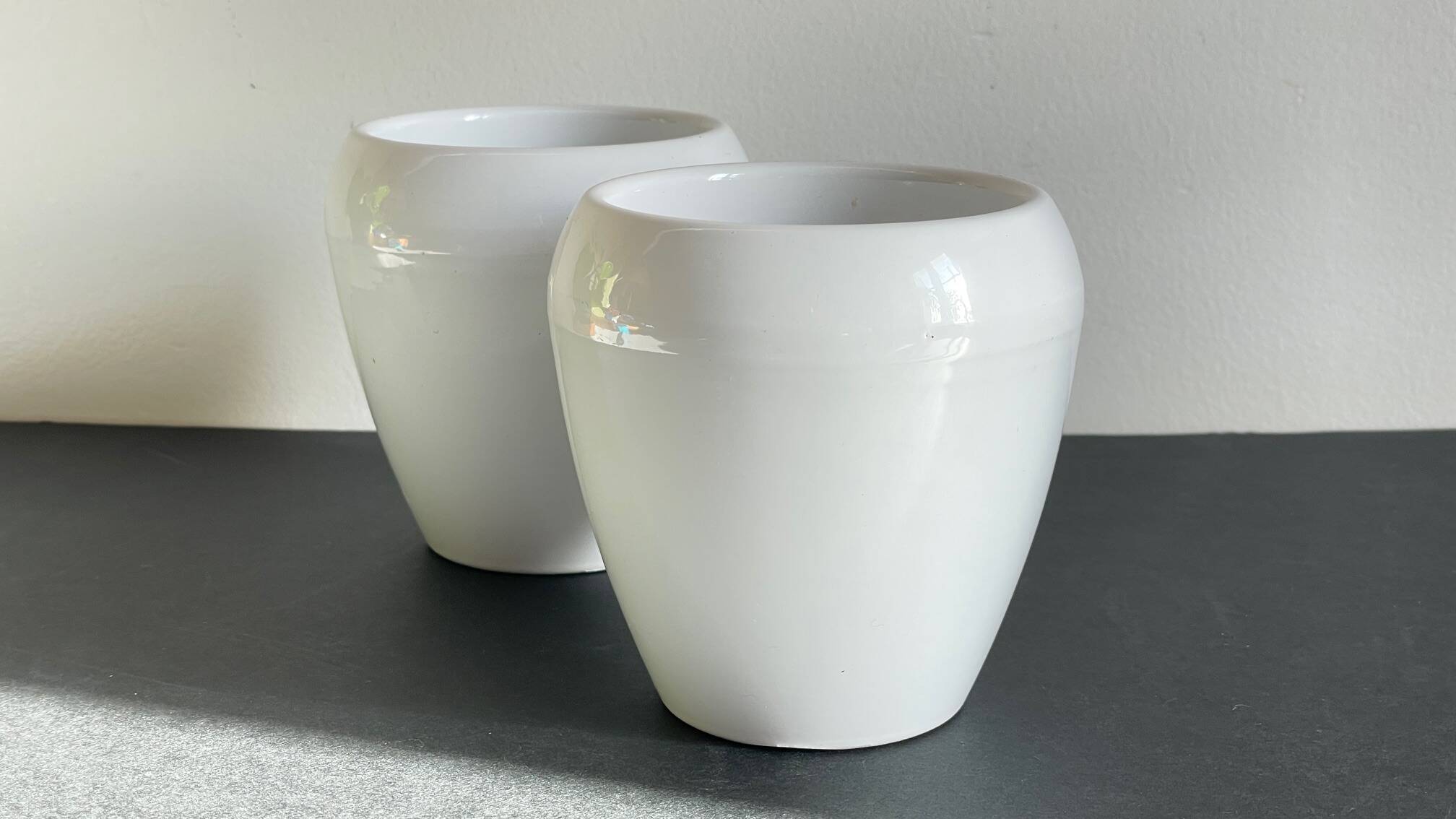 Pair of White Ceramic Candle Holders