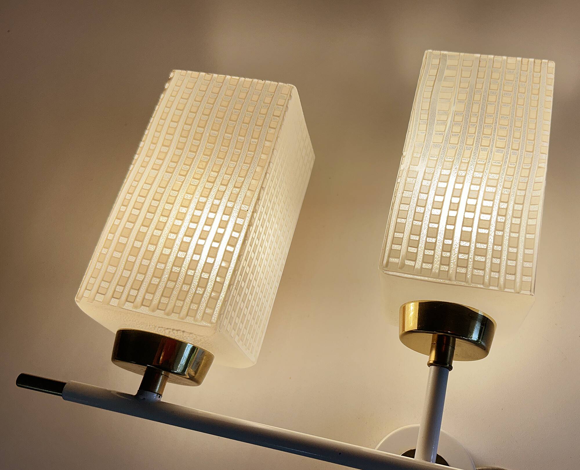 Pair of vintage architectural wall lights, 1960s