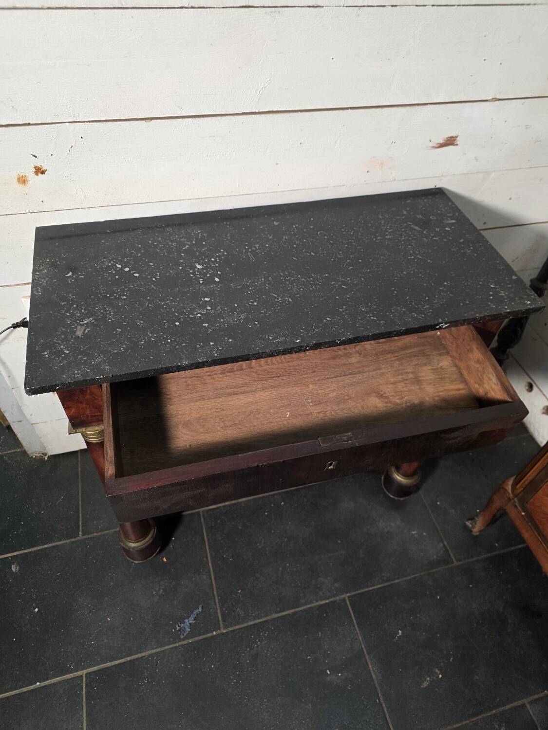 Console empire en acajou du XIXè dessus marbre