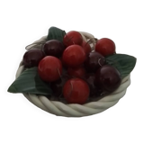 Small basket of ceramic fruit