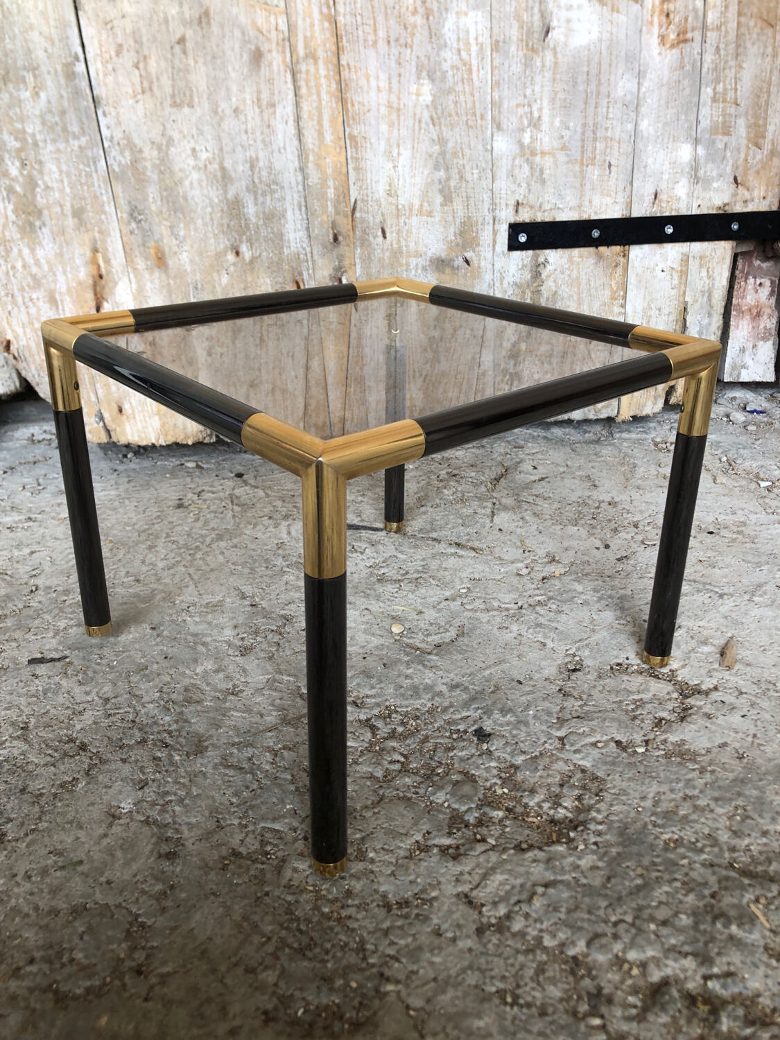 Coffee table tube metal black & gold vintage