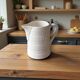 Vintage white ceramic jug with glaze – 2 L - BOCH La Louvière