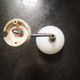 Wall lamp old opaline silver metal globe & porcelain base Art Deco 1930 TBE gooseneck