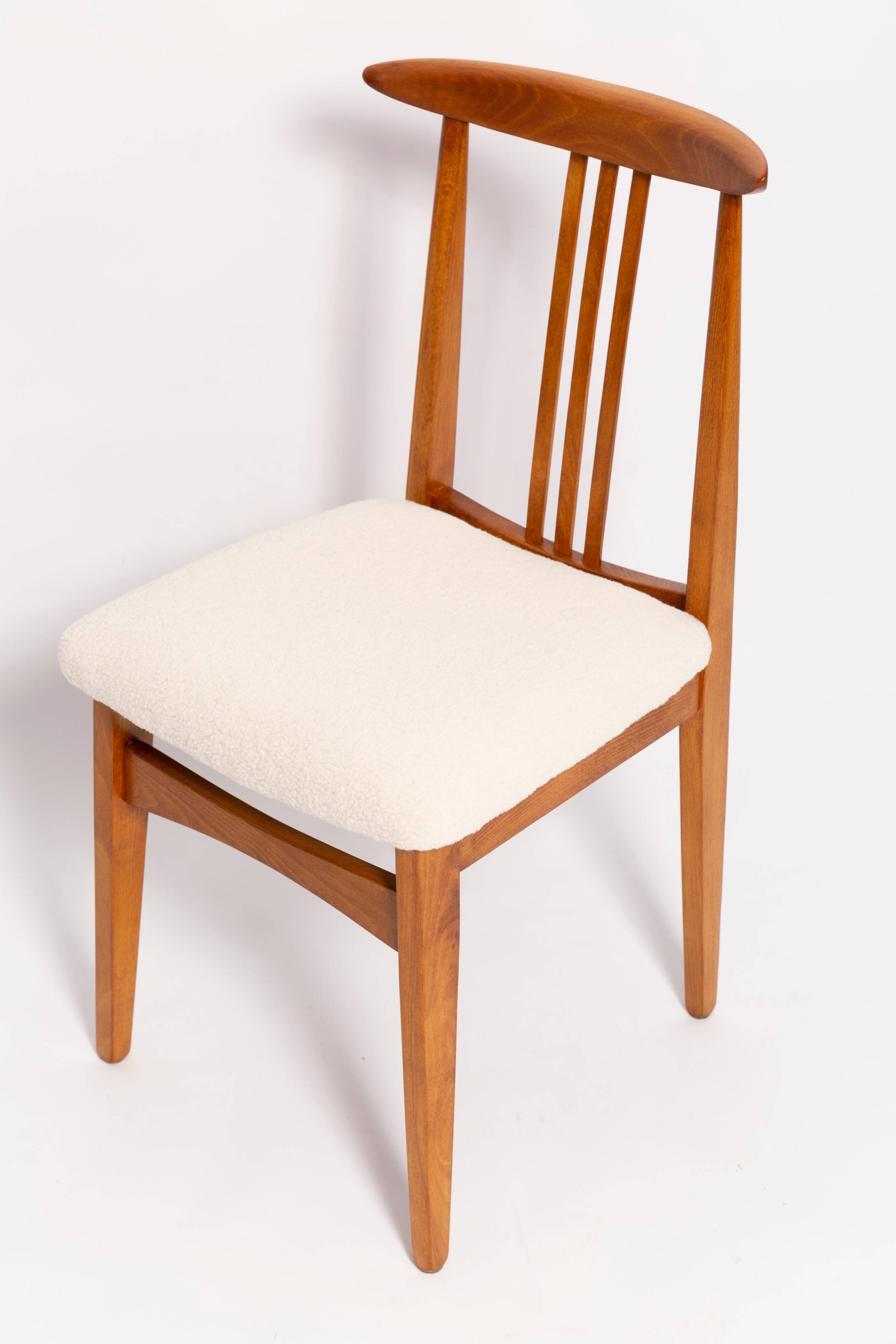 Ivory cream boucle chair mid-century by M. Zielinski, Europe, 1960s